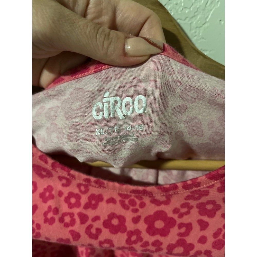 Circo Girls Long Sleeve Dress Pink Floral Cheetah Animal Print Size XL 14/16 - Picture 2 of 4